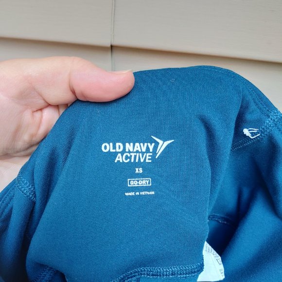 Old Navy Active Blue Leggings Go-Dry Side Pockets Sheer Mesh Side Stripes - Picture 9 of 11